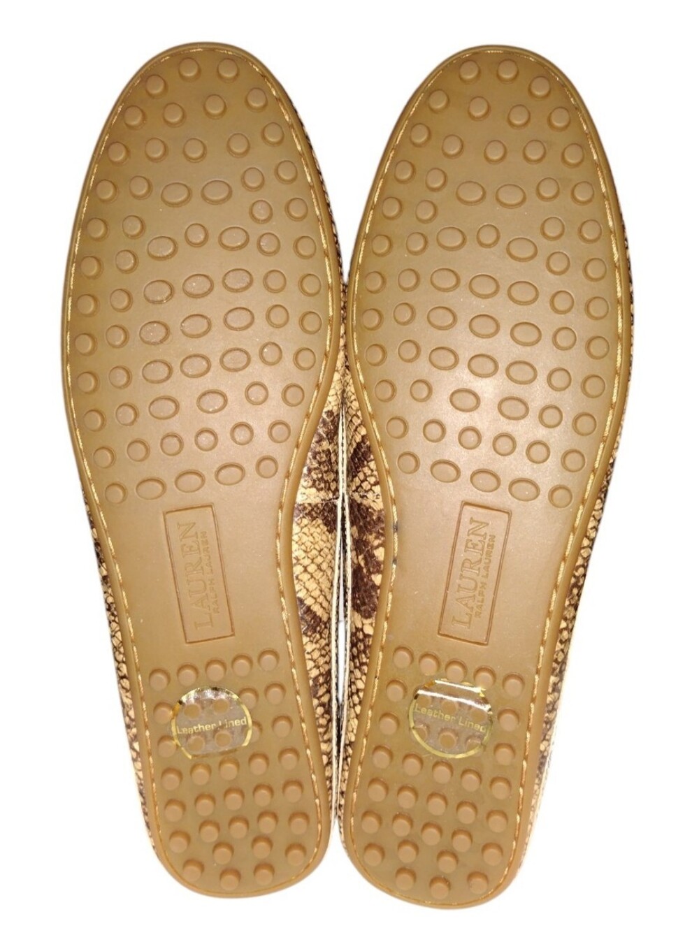 Ralph Lauren- Lauren Leopard/Snake Print Slip-On Leather Driving Mules - Picture 6 of 8